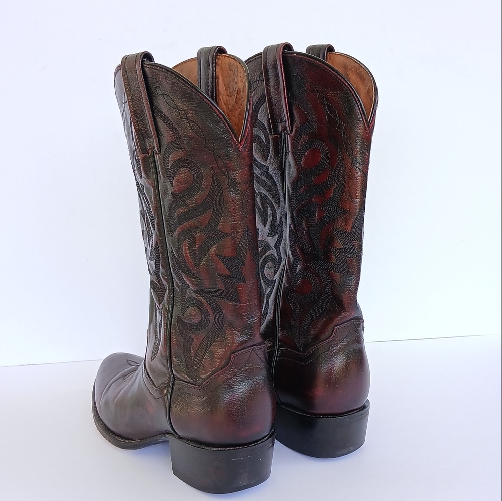 Dan Post Western Leather Cowboy Boots Cherry - Picture 2 of 9